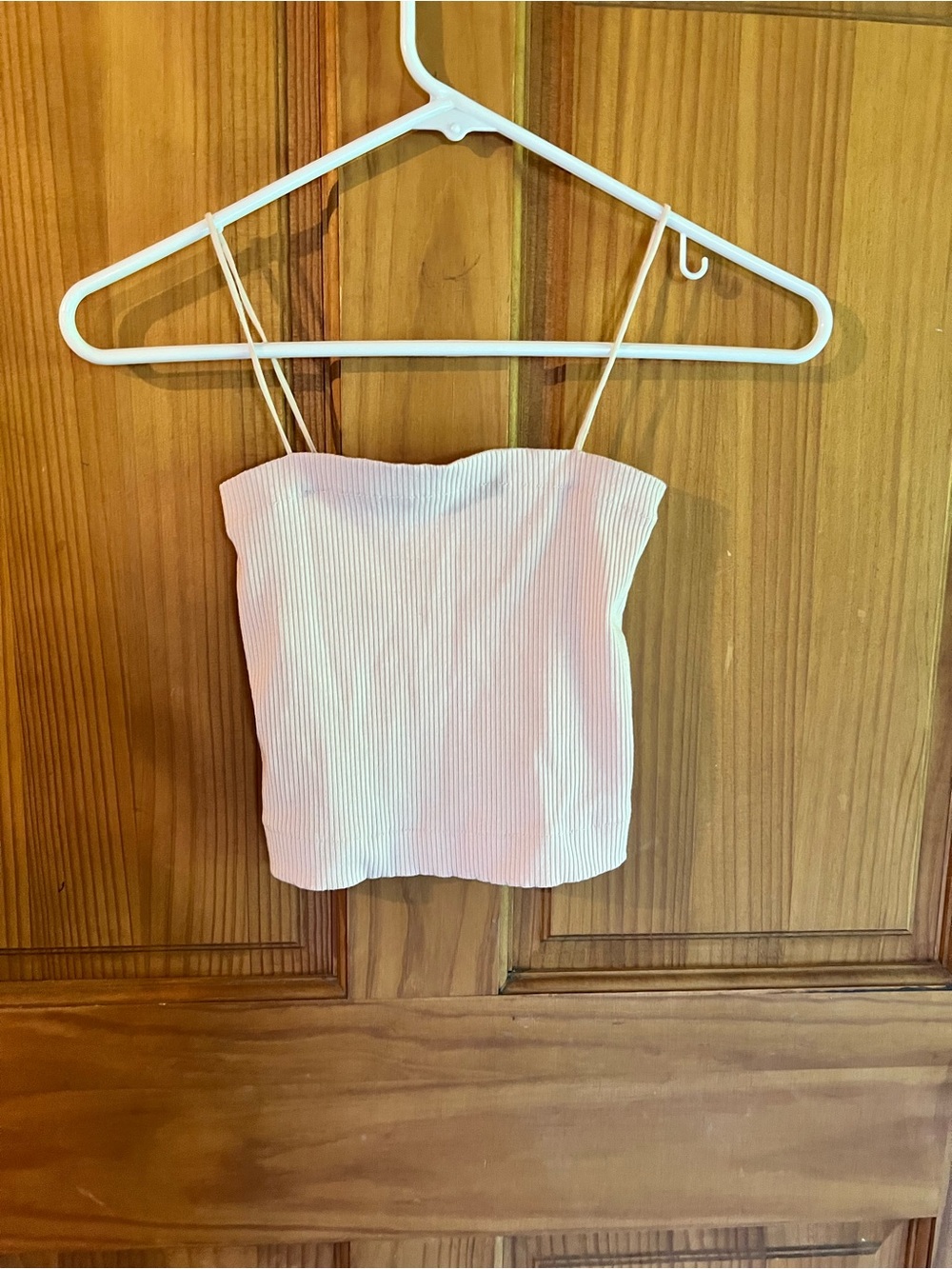 Women's White Ribbed Spaghetti Strap Crop Top